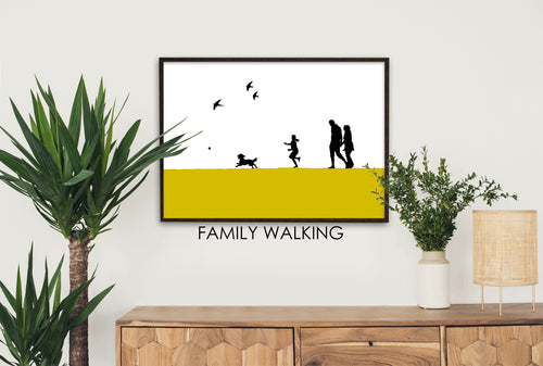 FAMILY WALKING SILHOUETTE PRINT