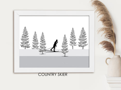 COUNTRY SKIER SILHOUETTE PRINT