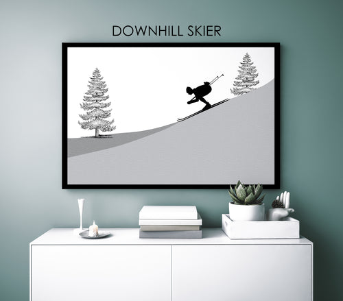 DOWNHILL SKIER SILHOUETTE PRINT