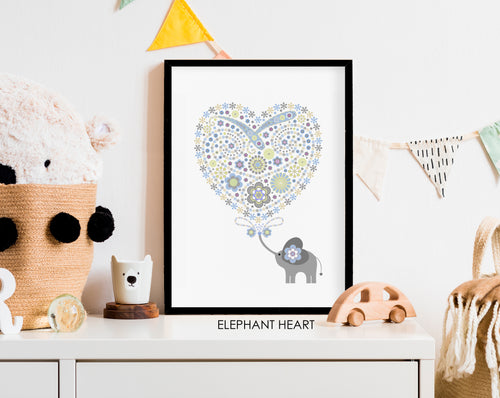 ELEPHANT & HEART PRINT