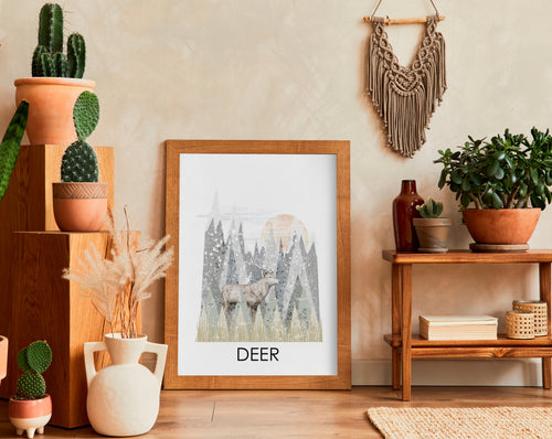 DEER SCENIC LANDSCAPE PRINT