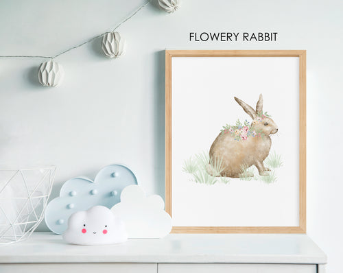 FLOWERY RABBIT PRINT