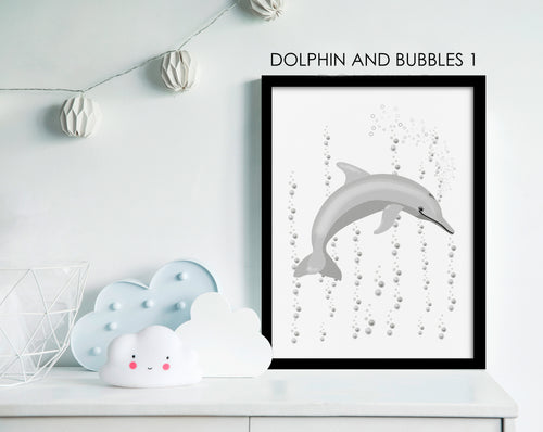 DOLPHIN AND BUBBLES 1 PRINT