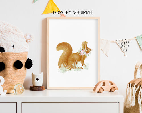 FLOWERY SQUIRREL PRINT