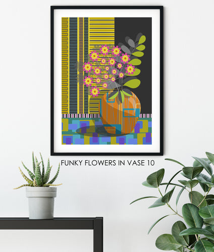 FUNKY FLOWERS IN VASE 10 PRINT